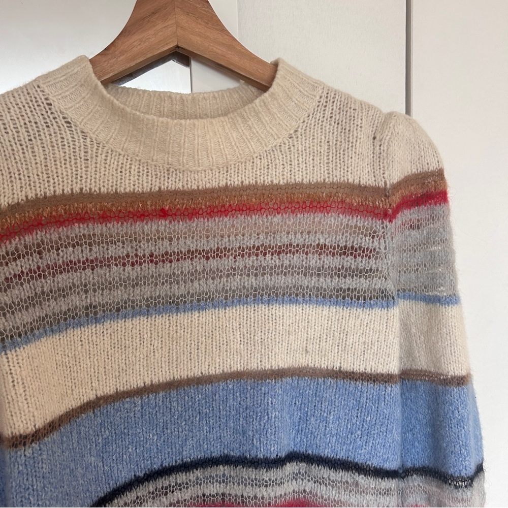 Veronica Beard Cream and Blue Striped Sweater - Picture 5 of 5
